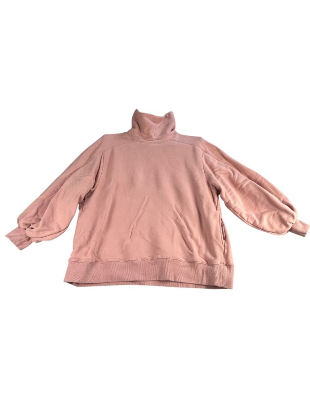 LIT Pink Turtleneck Oversized Sweatshirt Sz S Balloon Sleeves Cozy Relaxed Fit